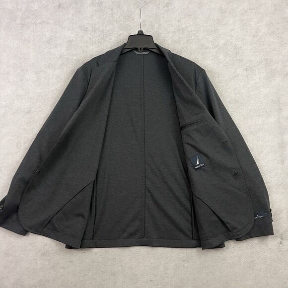 Nautica Mens Blazer Jacket Mens Large Gray 2 Button Cotton Blend Sport Coat NEW - Picture 11 of 12